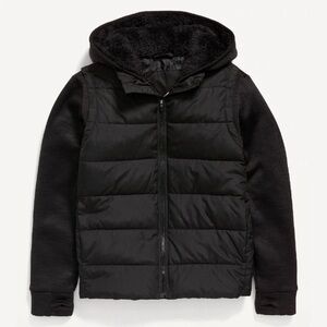 Old Navy Boys Hooded Hybrid Zip-Front Jacket (Size: M)